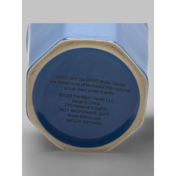 Oreo Blue Ceramic Coffee Tumbler 12oz Hexagon Shape Frankford Candy 2023 - Picture 6 of 6